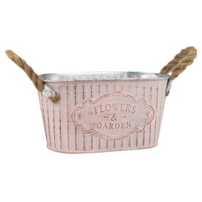 Кашпо с ручками (металл), 24x14хH11см, розовый в интернет-магазине флористических аксессуаров Азалия Декор