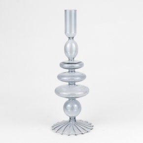 Подсвечник (стекло), D8,5xH28см, серый в интернет-магазине флористических аксессуаров Азалия Декор