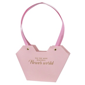 Пакет для цветов водостойкий Сердце (крафт), 23х9х15см (в уп. 10шт.), розовый в интернет-магазине флористических аксессуаров Азалия Декор