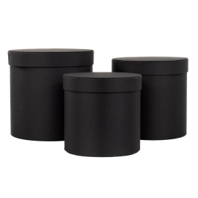 Набор коробок подарочных круглых 3шт., D19,5xH19см, черный в интернет-магазине флористических аксессуаров Азалия Декор