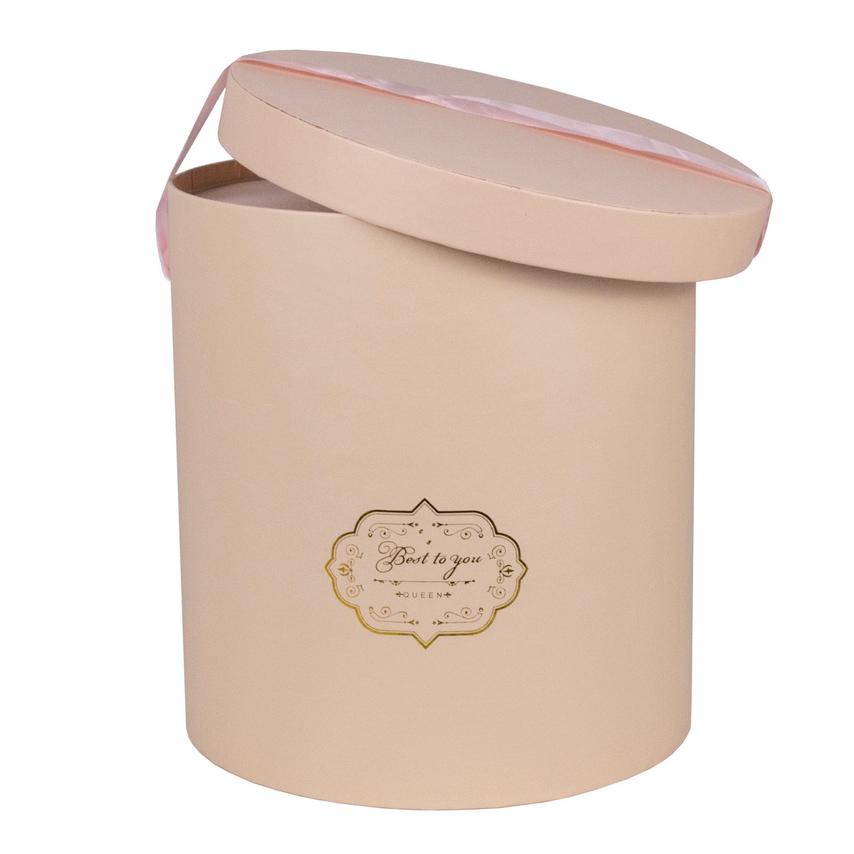 Набор коробок подарочных круглых 3шт., D25,5xH27,8см, светло-розовый в интернет-магазине флористических аксессуаров Азалия Декор