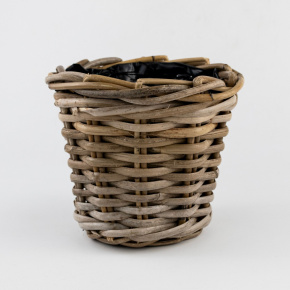 Кашпо плетеное (ротанг),D17xH15см, серый в интернет-магазине флористических аксессуаров Азалия Декор