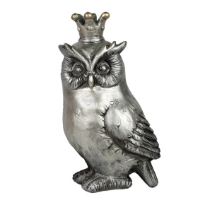 Сувенир Сова (полирезин), Н17х10,5х8,5см, серебряный в интернет-магазине флористических аксессуаров Азалия Декор