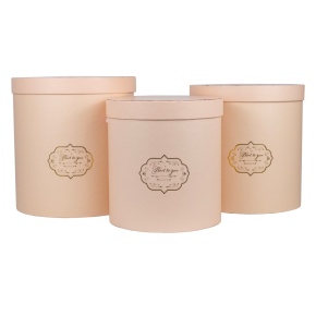 Набор коробок подарочных круглых 3шт., D25,5xH27,8см, светло-розовый в интернет-магазине флористических аксессуаров Азалия Декор