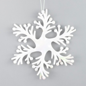 Украшение подвесное Снежинка (пластик), 14х14см, белый в интернет-магазине флористических аксессуаров Азалия Декор