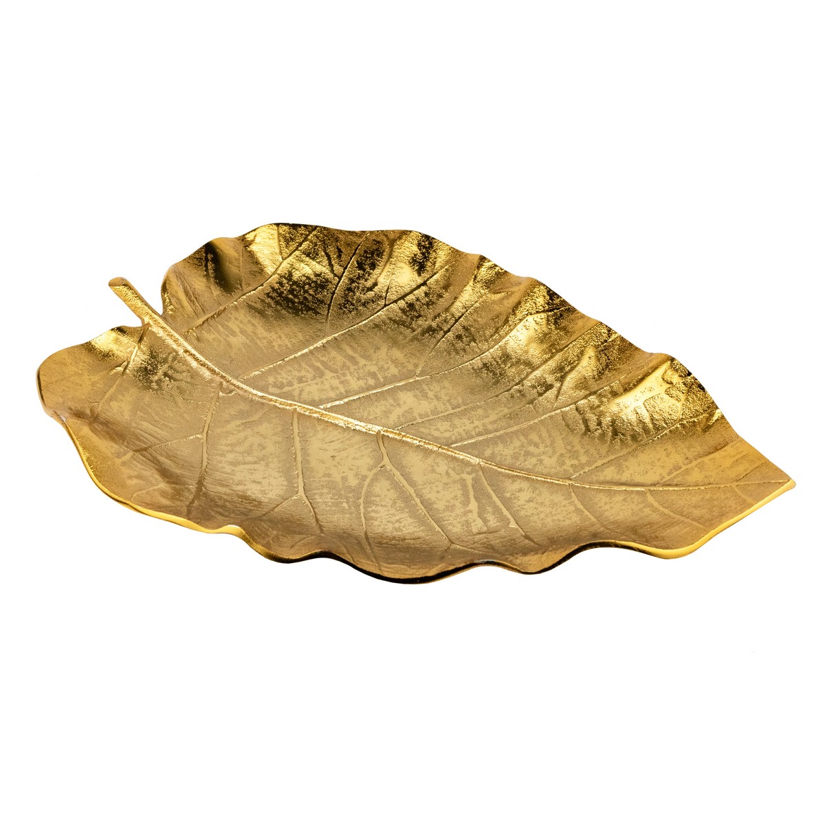 Блюдо Лист (металл), 45х33xH7см, золотой в интернет-магазине флористических аксессуаров Азалия Декор