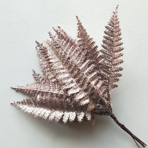 Набор листьев с глиттером 12шт., H19см, розовый в интернет-магазине флористических аксессуаров Азалия Декор