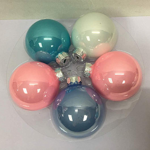 Набор шаров 6 шт. в тубе (стекло), D8см, микс белый/сиреневый в интернет-магазине флористических аксессуаров Азалия Декор