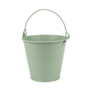 Кашпо Три Линии Ведерко с ручкой (металл), D11,5xH10см, зеленый в интернет-магазине флористических аксессуаров Азалия Декор
