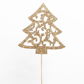 Вставка Елочка с глиттером, 8хH20см, (в уп. 12шт.), шамп. в интернет-магазине флористических аксессуаров Азалия Декор