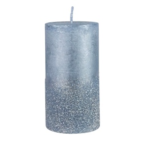 Свеча-столбик с глиттером, H13xD7см, голубой в интернет-магазине флористических аксессуаров Азалия Декор