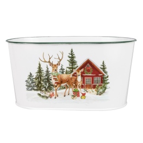 Кашпо Олень (металл), 22,5х13,5хH11,5см, белый в интернет-магазине флористических аксессуаров Азалия Декор