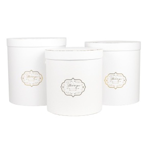 Набор коробок подарочных круглых 3шт., D25,5xH27,8см, белый в интернет-магазине флористических аксессуаров Азалия Декор