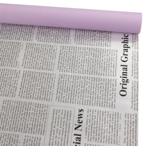 Пленка матовая Газета 60мкр, 57 см 9,2 м, сиреневый в интернет-магазине флористических аксессуаров Азалия Декор