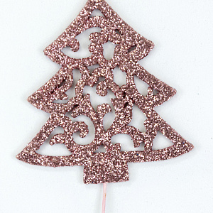 Вставка Елочка с глиттером, 8хH20см, (в уп. 12шт.), роз. в интернет-магазине флористических аксессуаров Азалия Декор