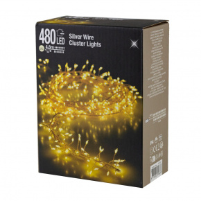 Гирлянда светодиодная 4,8м, 480 ламп, тепл. бел. свет, прозрачн. в интернет-магазине флористических аксессуаров Азалия Декор