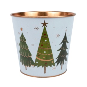 Кашпо Елочки (металл), D13,5хH12см, белый в интернет-магазине флористических аксессуаров Азалия Декор