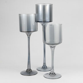 Набор ваз Бокал 3шт. (стекло), Н35/30/25см, серебр. в интернет-магазине флористических аксессуаров Азалия Декор