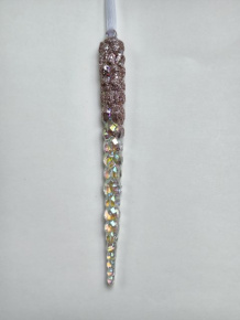 Украшение подвесное Сосулька с глиттером (пластик), 17,5см, розовый в интернет-магазине флористических аксессуаров Азалия Декор