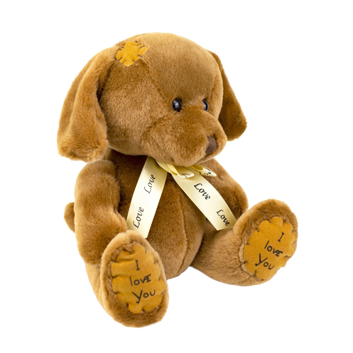 Игрушка м/н Собачка с бантом, 20см, коричневый в интернет-магазине флористических аксессуаров Азалия Декор