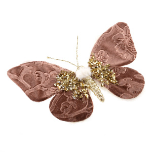 Бабочка со стразами на прищепке, 19х14хH2,5см, коричневый в интернет-магазине флористических аксессуаров Азалия Декор