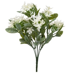 Зелень с цветами на вставке, 32см, зеленый/белый в интернет-магазине флористических аксессуаров Азалия Декор