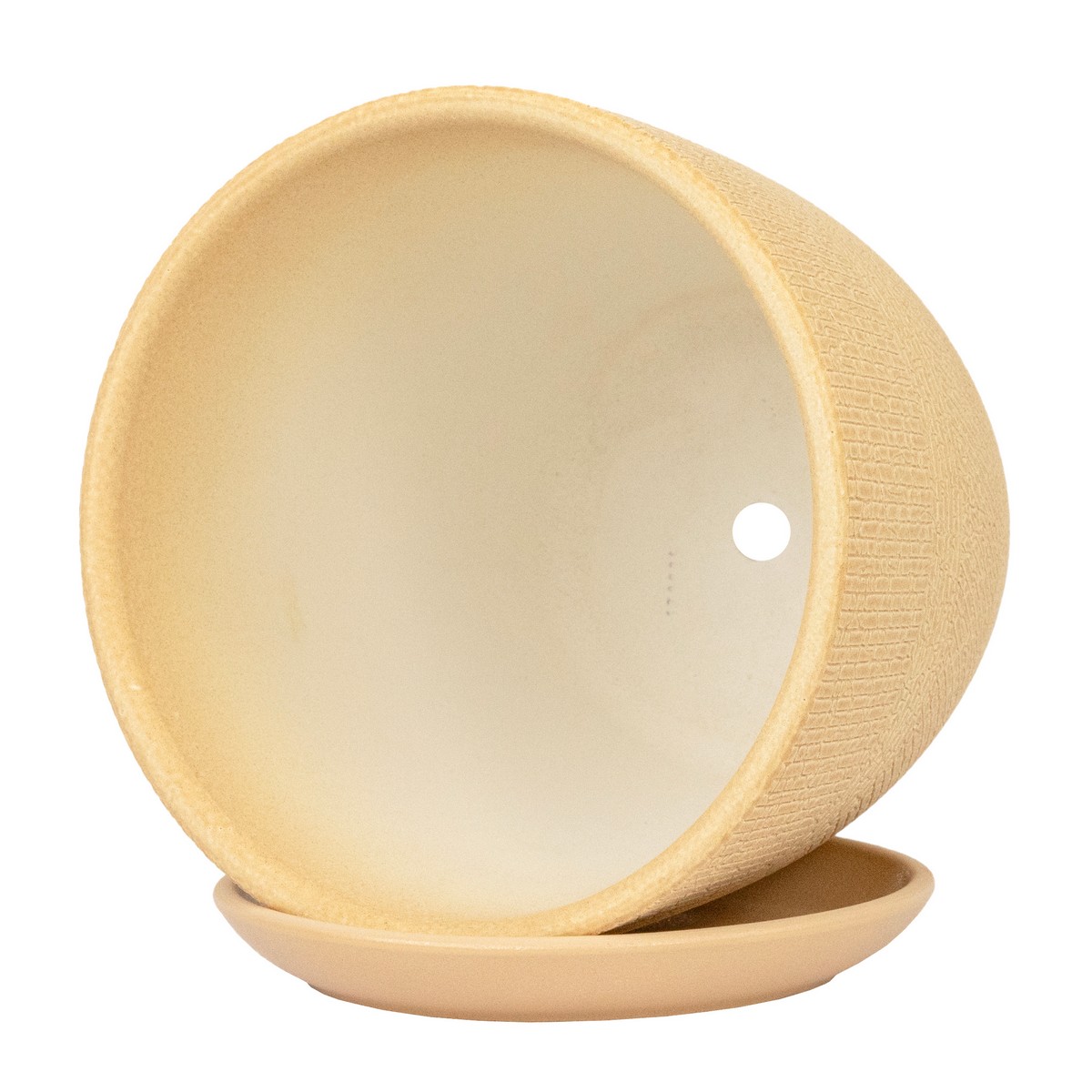 Цв. горшок с поддоном Деним (бетон), D25xH23см, 8л, бежевый в интернет-магазине флористических аксессуаров Азалия Декор