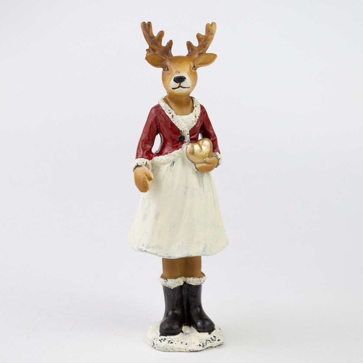 Сувенир Олень мальчик/девочка (полирезин), H15,5x4,5x3,5см, в асс.,  коричневый в интернет-магазине флористических аксессуаров Азалия Декор