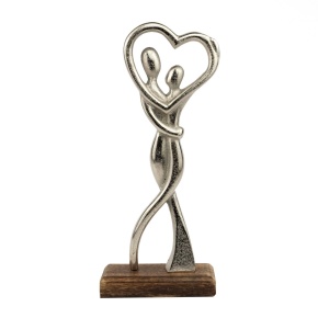 Сувенир Влюбленная пара (металл/дерево), H29x12,5х5см, серебряный в интернет-магазине флористических аксессуаров Азалия Декор