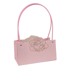 Пакет для цветов водостойкий Роза (крафт), 22х10,5х13,5см (в уп. 10шт.), розовый в интернет-магазине флористических аксессуаров Азалия Декор