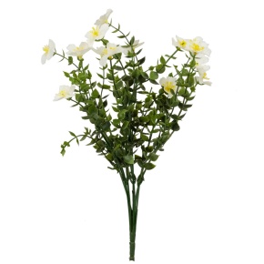 Зелень с цветами на вставке, 34см, зеленый/белый в интернет-магазине флористических аксессуаров Азалия Декор