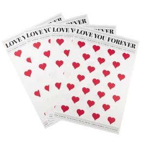 Пленка с каймой Сердца 65мкр, 20 листов, 35х50см, белый/ красный в интернет-магазине флористических аксессуаров Азалия Декор