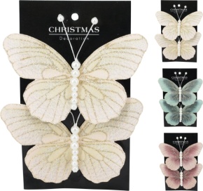 Набор бабочек на прищепке 2шт., 13х9см, в асс., цв. в асс. в интернет-магазине флористических аксессуаров Азалия Декор