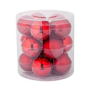 Набор шаров 15шт. в тубе (стекло), D6см, в асс., красн. в интернет-магазине флористических аксессуаров Азалия Декор