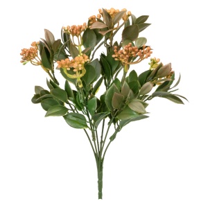 Зелень с ягодами на вставке, 30см, зеленый/оранжевый в интернет-магазине флористических аксессуаров Азалия Декор