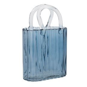 Ваза Сумочка (стекло), 17,5х9хH27,5см, голубой в интернет-магазине флористических аксессуаров Азалия Декор