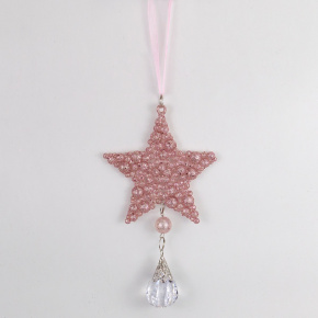 Украшение подвесное Звезда (пластик), 17,5x9,5см, розовый в интернет-магазине флористических аксессуаров Азалия Декор