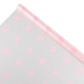 Пленка матовая Сердца, 60 см 10 м, розовый в интернет-магазине флористических аксессуаров Азалия Декор