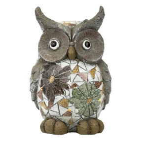 Садовая фигура Сова (керамика), H32x21х18см, серый в интернет-магазине флористических аксессуаров Азалия Декор