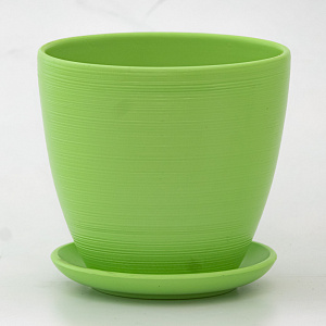 Цв. горшок с поддоном (керамика), D13xH13см, 1,4л, салатовый в интернет-магазине флористических аксессуаров Азалия Декор