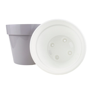 Кашпо Порто со вставкой (пластик), D17,5хH16см, 2,4л, светло-серый в интернет-магазине флористических аксессуаров Азалия Декор