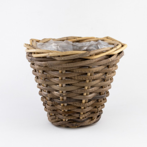 Кашпо плетеное (ротанг), D25xH20см, серый в интернет-магазине флористических аксессуаров Азалия Декор