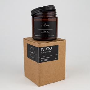 Свеча в банке с крышкой ароматическая Плато (соевый воск), H7,5xD6см, коричневый в интернет-магазине флористических аксессуаров Азалия Декор
