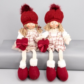 Сувенир Мальчик/Девочка сидящий, H38х15х10см, в асс., красный в интернет-магазине флористических аксессуаров Азалия Декор