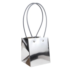 Пакет для цветов водостойкий (крафт), 13х12,5х15см (в уп. 10шт.), серебряный в интернет-магазине флористических аксессуаров Азалия Декор