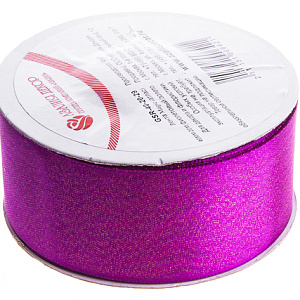 Лента Magic (атлас) 40 мм 20 м, фиолетовый/золото в интернет-магазине флористических аксессуаров Азалия Декор