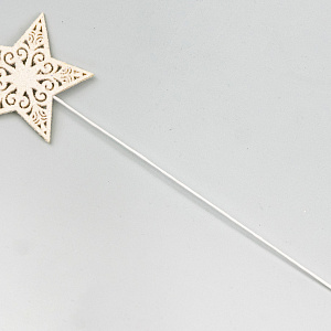 Вставка Звезда с глиттером, 8хH20см, (в уп. 12шт.), бел. в интернет-магазине флористических аксессуаров Азалия Декор