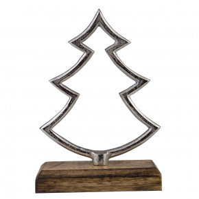 Сувенир Елочка (металл/дерево), H23x16x5см, серебряный в интернет-магазине флористических аксессуаров Азалия Декор