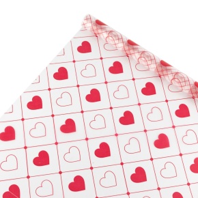 Пленка матовая Сердца, 60 см 10 м, красный в интернет-магазине флористических аксессуаров Азалия Декор