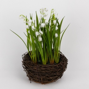 Ландыши в кашпо, 12х12х27см, белый в интернет-магазине флористических аксессуаров Азалия Декор